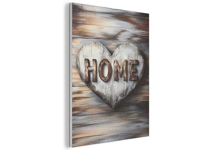 MuchoWow Gemälde Zuhause - Herz - Holzoptik - Liebe, Fotodruck (1 St), Akus günstig online kaufen