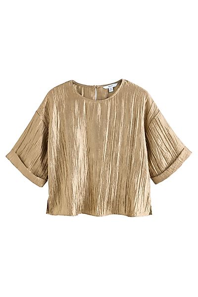 Next Kurzarmbluse Kurzärmeliges Metallic-Oberteil in Knitteroptik günstig online kaufen
