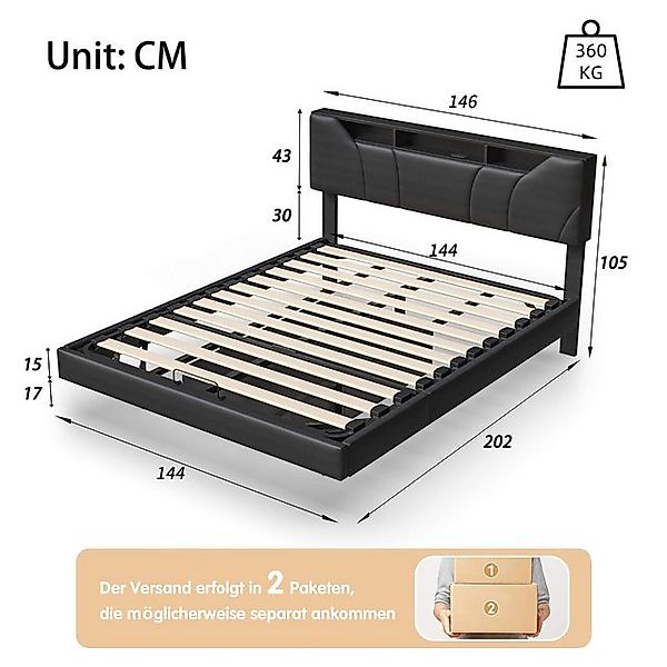 Furnishings Home Polsterbett Doppelbett mit LED Licht,Hydraulisch anhebbare günstig online kaufen