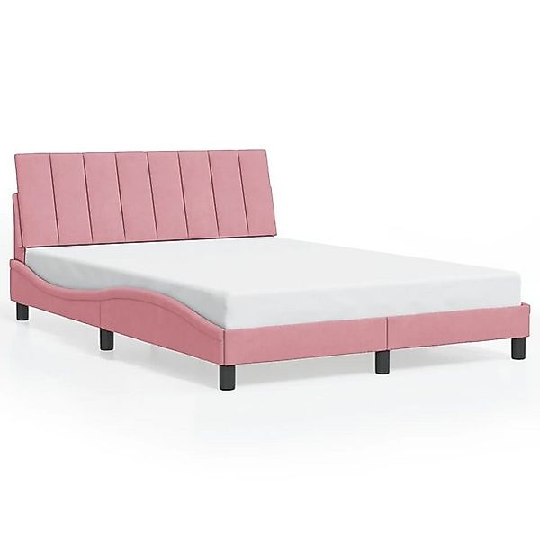 vidaXL Bettgestell, Bettrahmen mit Kopfteil Rosa 140x190 cm Samt günstig online kaufen