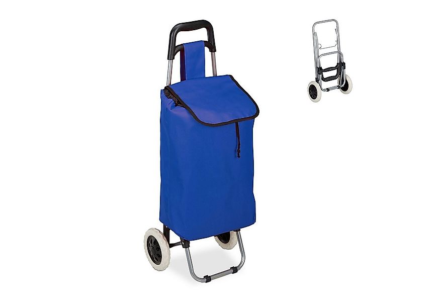 relaxdays Einkaufstrolley faltbar, Dunkelblau günstig online kaufen