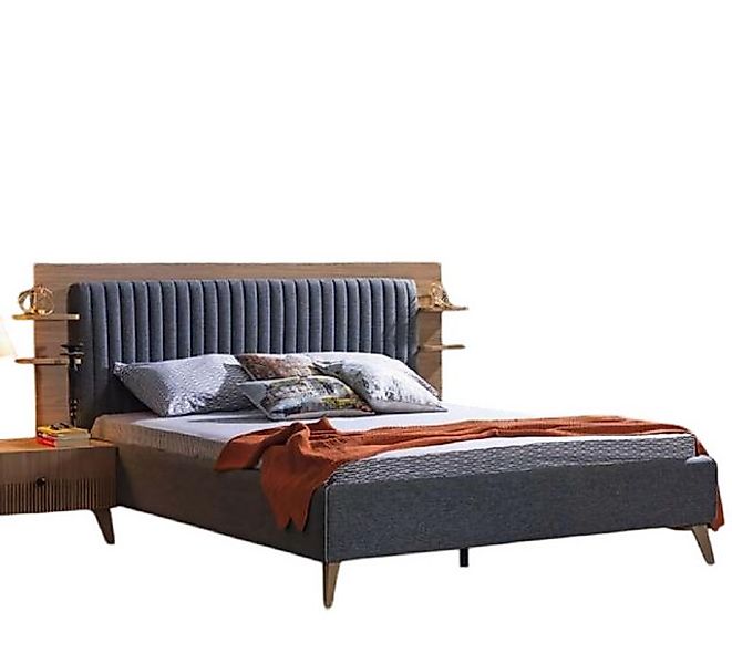 JVmoebel Bett Schlafzimmer Möbel Bett Einrichtung Doppelbett Polster Grau ( günstig online kaufen