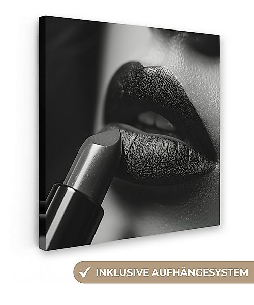 OneMillionCanvasses® Leinwandbild Frau - Lippenstift - Schwarz und weiß - M günstig online kaufen