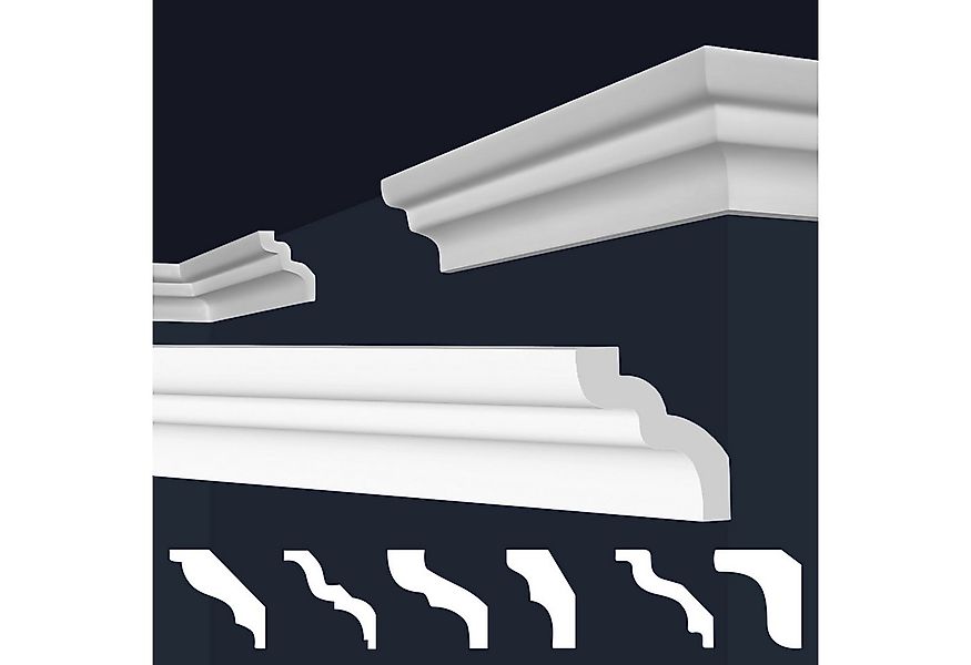 marbet design Stuckleiste E-7, 2 Meter / 1 Leiste, XPS Styropor weiß - Deck günstig online kaufen