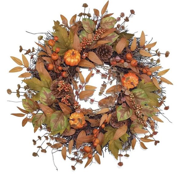 Kunstkranz 45/55 cm Herbstkranz, Herbstfarben Kürbis günstig online kaufen