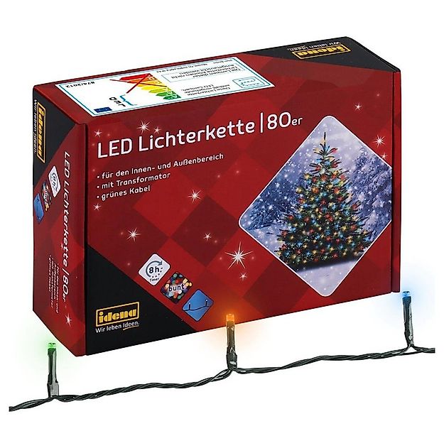 Idena LED-Lichterkette 80er bunt, Innen- und Außenbereich 8h-Timer grünes K günstig online kaufen