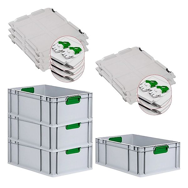 PROREGAL Spar Set 4x Eurobox Nextgen Color Mit Scharnierdeckel & Schiebesch günstig online kaufen