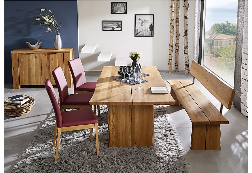 massivline&more Sitzbank "Oviedo" Gestell massiv mit Baumkante günstig online kaufen