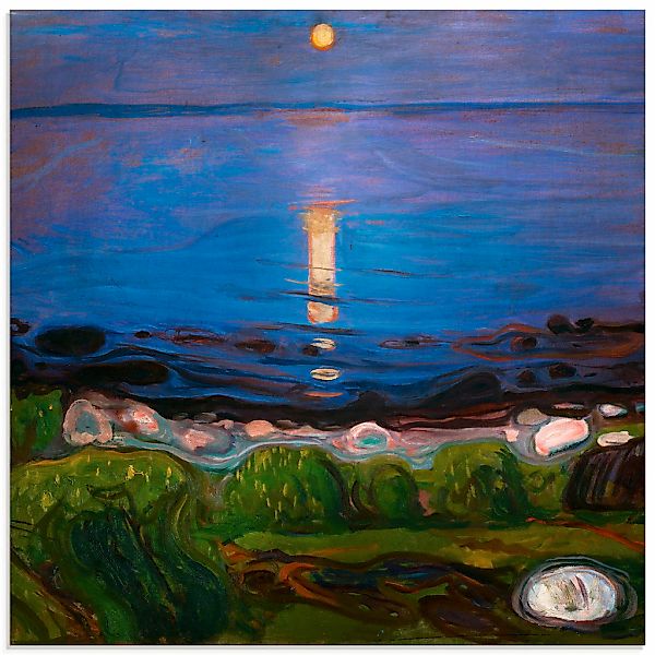 Artland Glasbild "Sommernacht am Meeresstrand.", Gewässer, (1 St.), in vers günstig online kaufen