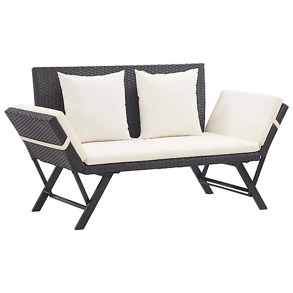 furnicato Gartenbank mit Kissen Schwarz 176 cm Poly Rattan günstig online kaufen