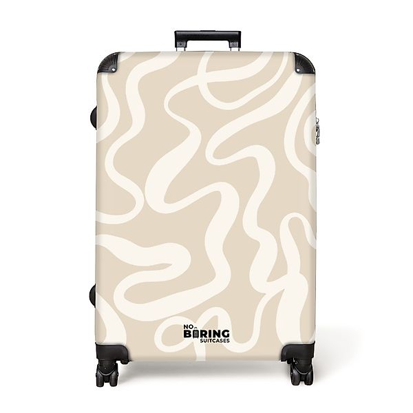 NoBoringSuitcases.com© Hartschalen-Trolley Beige mit weißen abstrakten günstig online kaufen