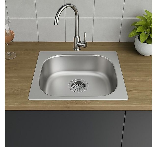 Faizee Home Edelstahlspüle Einbauspüle mit Armatur – Edelstahl Komplettset günstig online kaufen