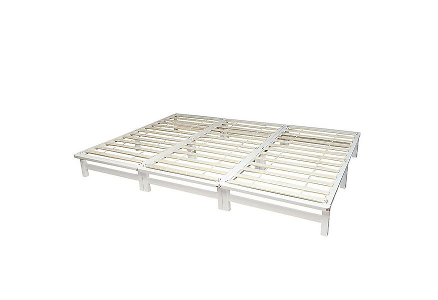 Homestyle4u Bett 270x200 Familienbett XXL Weiß Grau Natur Bettgestell extra günstig online kaufen