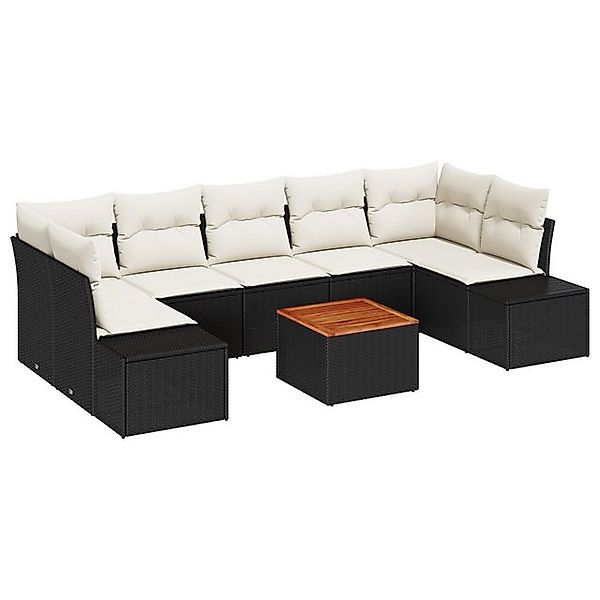 vidaXL Loungesofa 8-teiliges Garten-Sofa-Set mit Kissen Schwarz Poly-Rattan günstig online kaufen