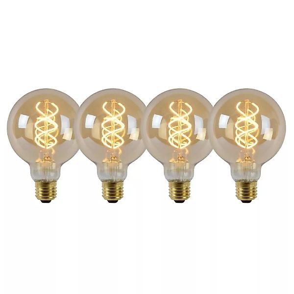 LED Leuchtmittel E27 Globe - G95 in Amber 5W 380lm 4er-Pack günstig online kaufen