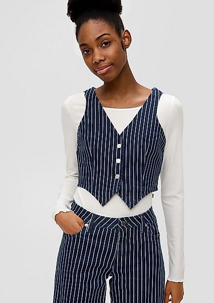 QS Jackenblazer Indoor-Weste Gestreifte Weste aus Denim günstig online kaufen