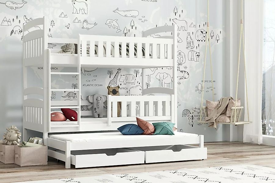 Deine Möbel 24 Etagenbett Hochbett Kinderbett EMILIA für 3 Kinder 80x180 90 günstig online kaufen