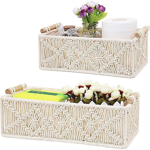 HEYHIPPO Aufbewahrungsbox 2er-Set Aufbewahrungskörbe Boho, handgeflochten günstig online kaufen
