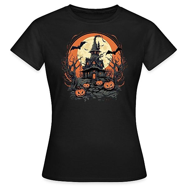 Spreadshirt T-Shirt Halloween Spukhaus Mit Kürbissen günstig online kaufen