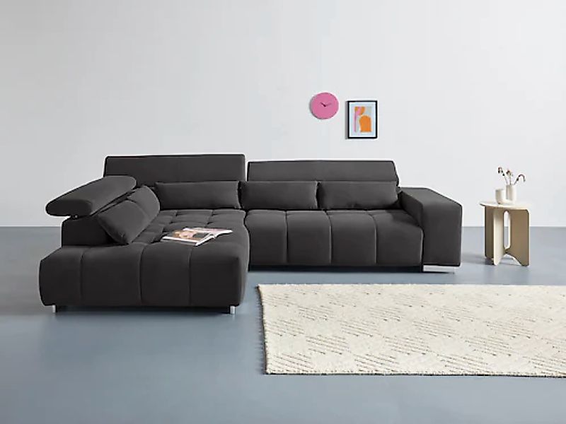 COTTA Ecksofa "Orion L-Form" mit Kopfteilverstellung & 5 Nierenkissen günstig online kaufen
