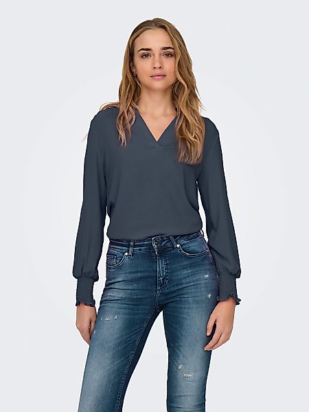 ONLY Blusenshirt "ONLMETTE V-NECK LS SMOCK TOP NOOS WVN" günstig online kaufen