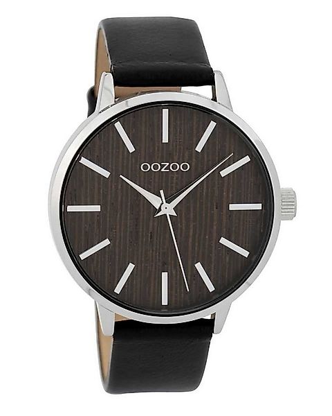 OOZOO Quarzuhr Damenuhr C9254 Holz-Zifferblatt Walnuss Lederband 42 mm günstig online kaufen