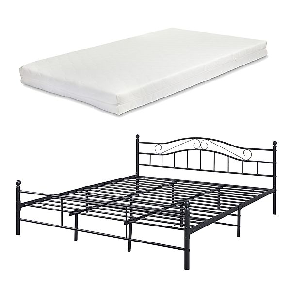 en.casa Metallbett, »Vadsø« Bettgestell Doppelbett schwarz günstig online kaufen