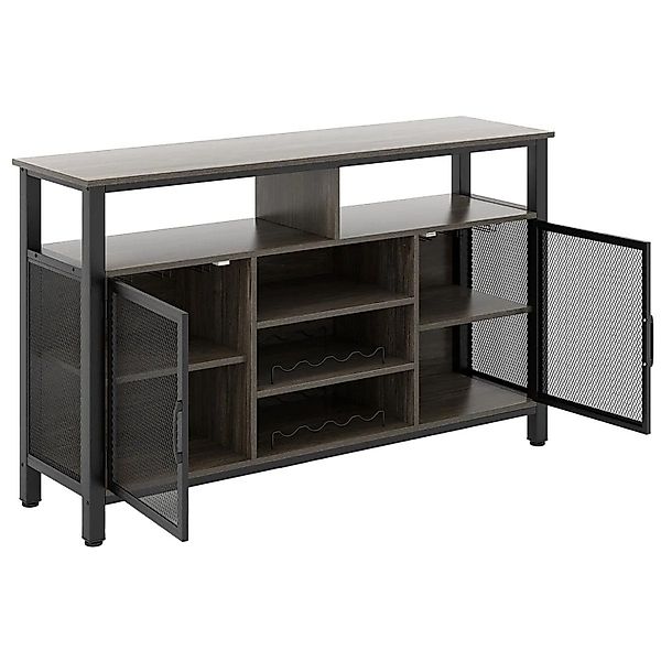 Costway Küchenschrank mit 2 Metallgittertüren Grau 140 x 40 x 82.5 cm günstig online kaufen