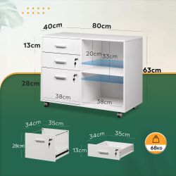 DEVAISE Aktenschrank Rollcontainer mit 3 abschließbaren günstig online kaufen