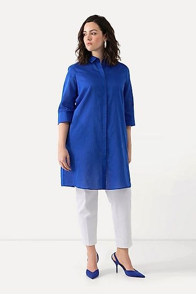 Ulla Popken Hemdbluse Longbluse Leinenmix A-Linie günstig online kaufen
