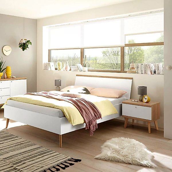 Lomadox Jugendbett Set mit Nachttisch MAINZ-61 im skandinavischen Stil, wei günstig online kaufen