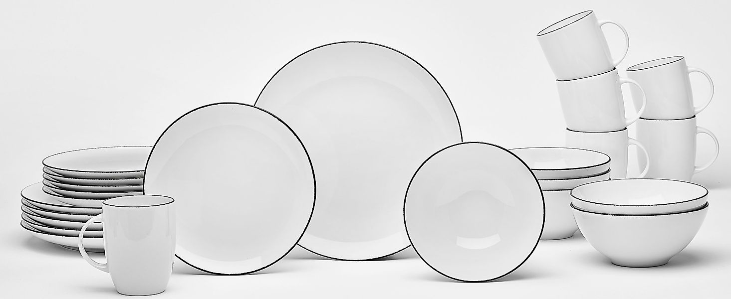 van Well Kombiservice »Geschirr-Set, Service Black Star«, (Set, 24 tlg.), R günstig online kaufen