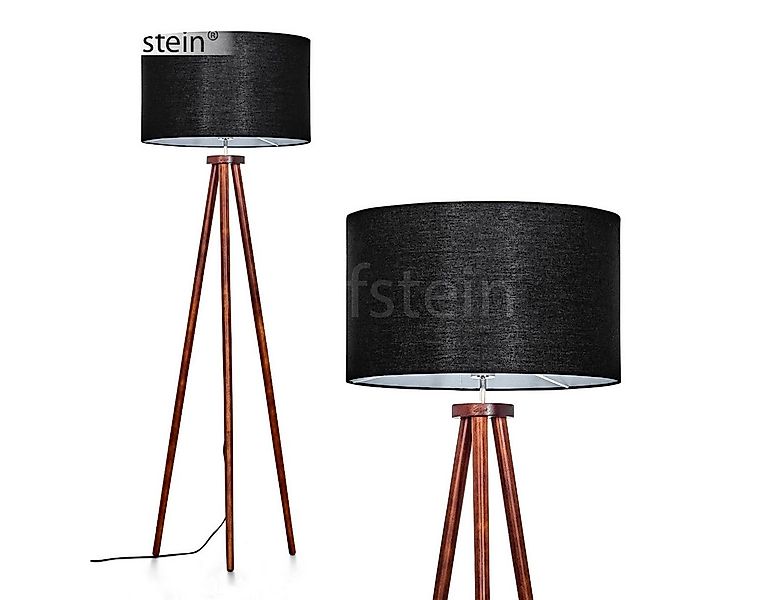 hofstein Stehlampe Stehlampe aus Holz/Stoff in Dunkelbraun/Schwarz/Weiß, oh günstig online kaufen