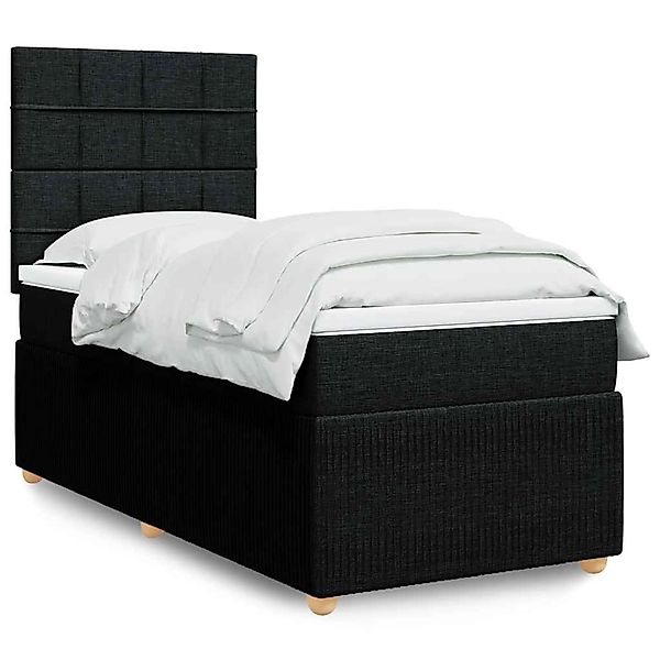 vidaXL Boxspringbett mit Matratze Schwarz 90x200 cm Stoff 3294241 günstig online kaufen