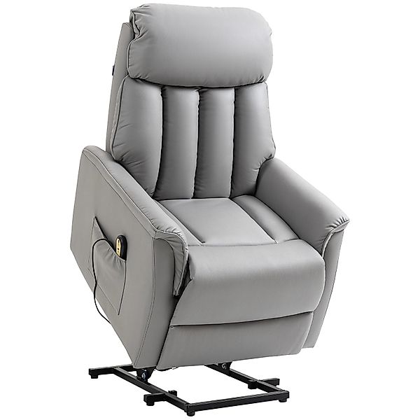 HOMCOM Aufstehsessel Mikrofaserstoff Stahl Grau 80B x 94T x 104H cm günstig online kaufen