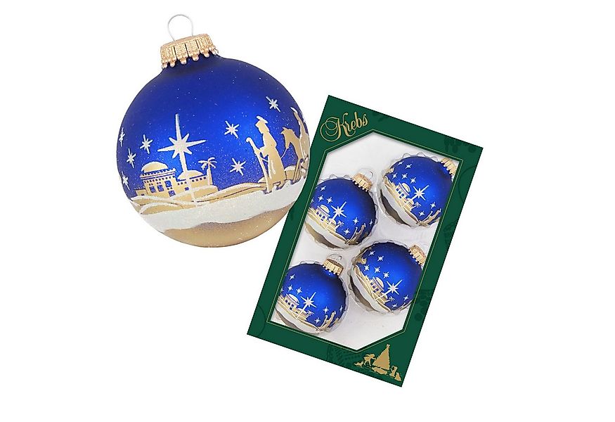 Krebs Glas Lauscha Weihnachtsbaumkugel 4er Set - Bethlehem Szene Royal Samt günstig online kaufen