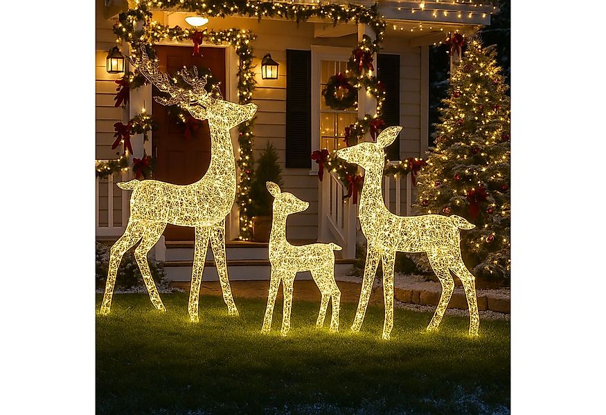 BURI Dekofigur 3er Set LED Rentiere 700 LEDs mit Timer Weihnachtsdeko Outdo günstig online kaufen