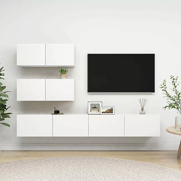 4-tlg. Tv-schrank-set Weiß Spanplatte günstig online kaufen