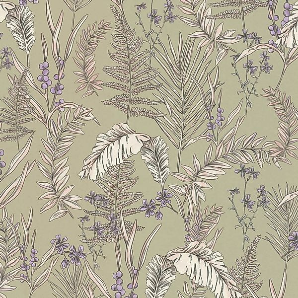 PROFHOME 394343-GU Blumen Tapete Floral Matt Grau Creme Lila Violett 0,53 m günstig online kaufen