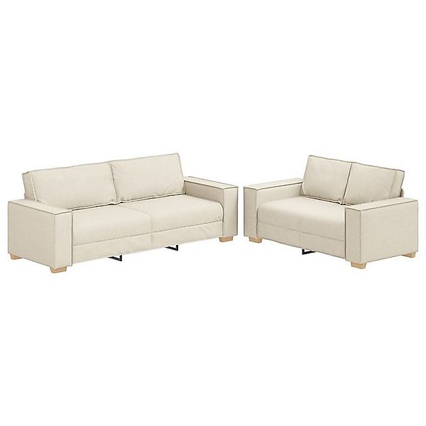 vidaXL Sofa 2-tlg. Sofagarnitur mit Kissen Leinen, 2 Teile günstig online kaufen