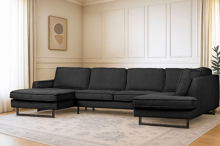 Home affaire Wohnlandschaft "Pinto, 350 cm, U-Form, XXL, mit Ottomanen" Cor günstig online kaufen