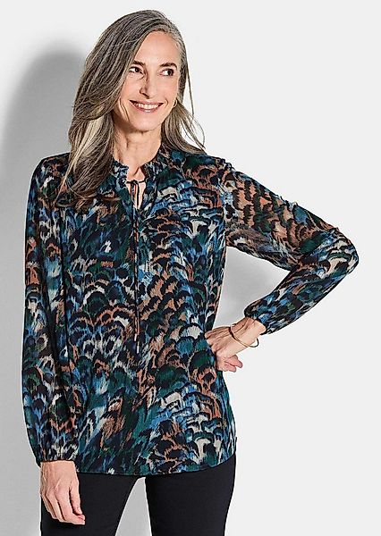 GOLDNER Schlupfbluse Kurzgröße: Leichte Jersey-Druckbluse, Langarm Schlupfb günstig online kaufen