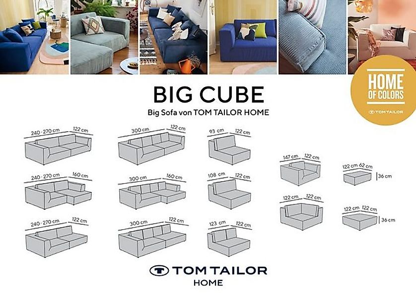 TOM TAILOR HOME Big-Sofa BIG CUBE Style Ecksofa 270 x 160 cm - Recamiere re günstig online kaufen