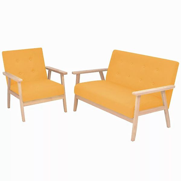 Sofa-set 2-tlg. Stoff Gelb günstig online kaufen