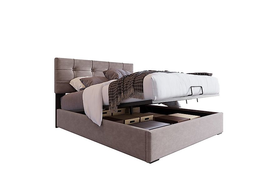 Flieks Polsterbett, Hydraulisches Einzelbett Stauraumbett 90x200cm Samt günstig online kaufen