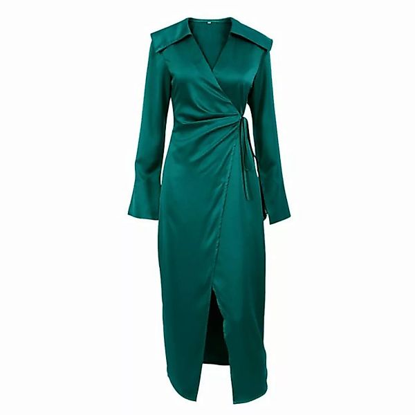 RUZU UG Blusenkleid Damen kleid Langarm Hemdkleid mit Schlitz Anzugrock A-L günstig online kaufen