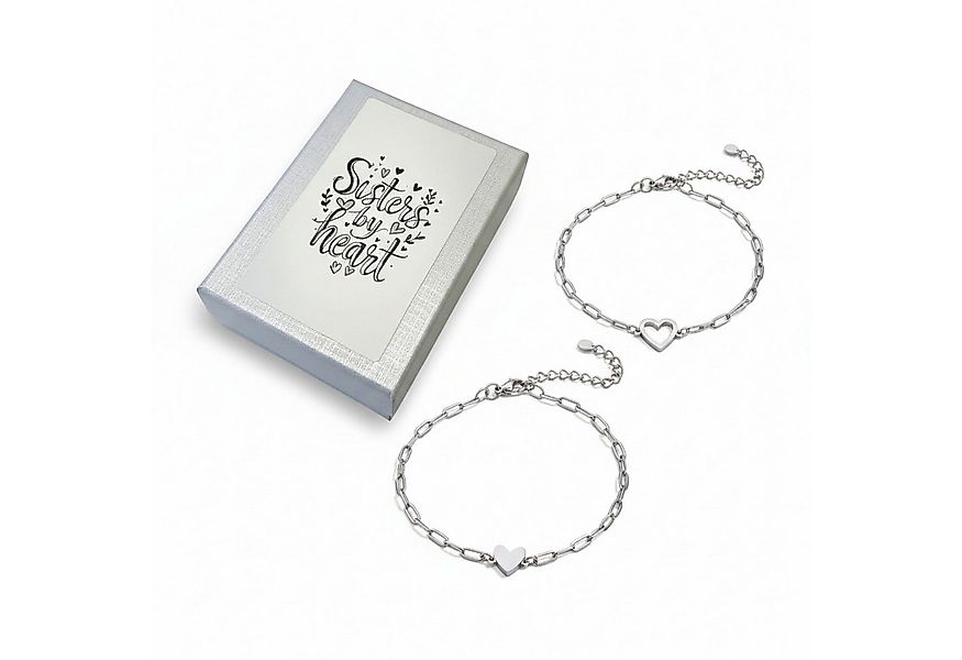 KARMA Armband Set Geschwister Armband 2er Set Herz Edelstahl wasserfest & a günstig online kaufen