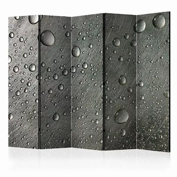artgeist Paravent Steel surface with water drops II [Room Dividers] weiß/gr günstig online kaufen