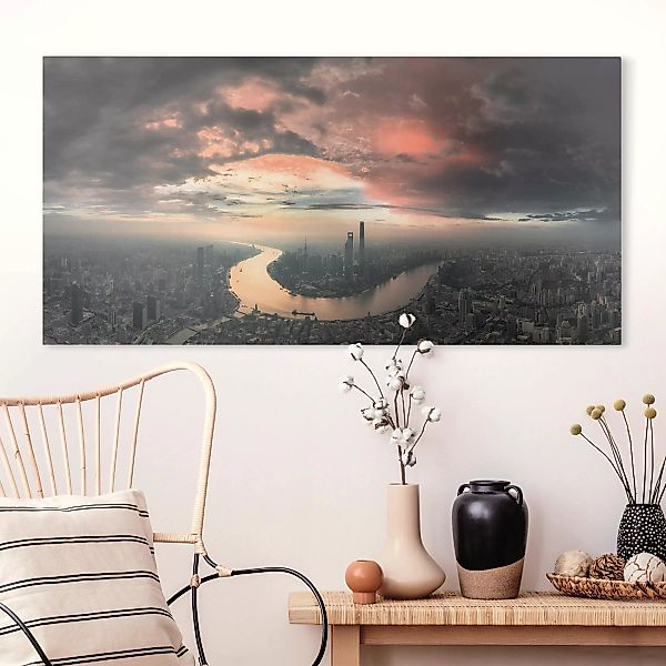 Leinwandbild Architektur & Skyline - Querformat Shanghai am Morgen günstig online kaufen