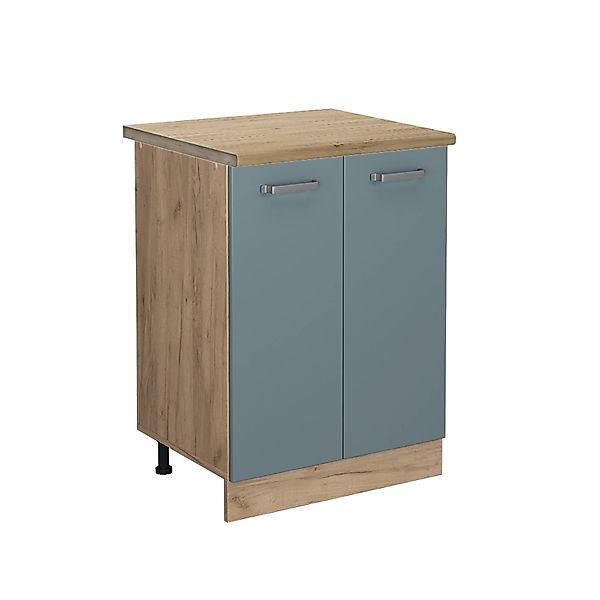 Vicco Küchenunterschrank R-Line Blau-Grau/Goldkraft Eiche 60 cm AP Eiche günstig online kaufen